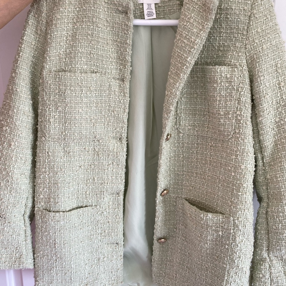 Elegant Green Tweed Women's Coat